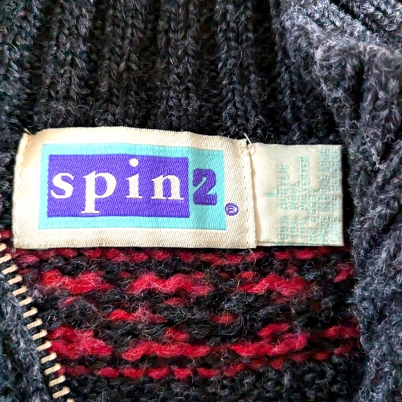 Snowflake 1/4 zip chunky knit sweater sz L - Picture 7 of 9